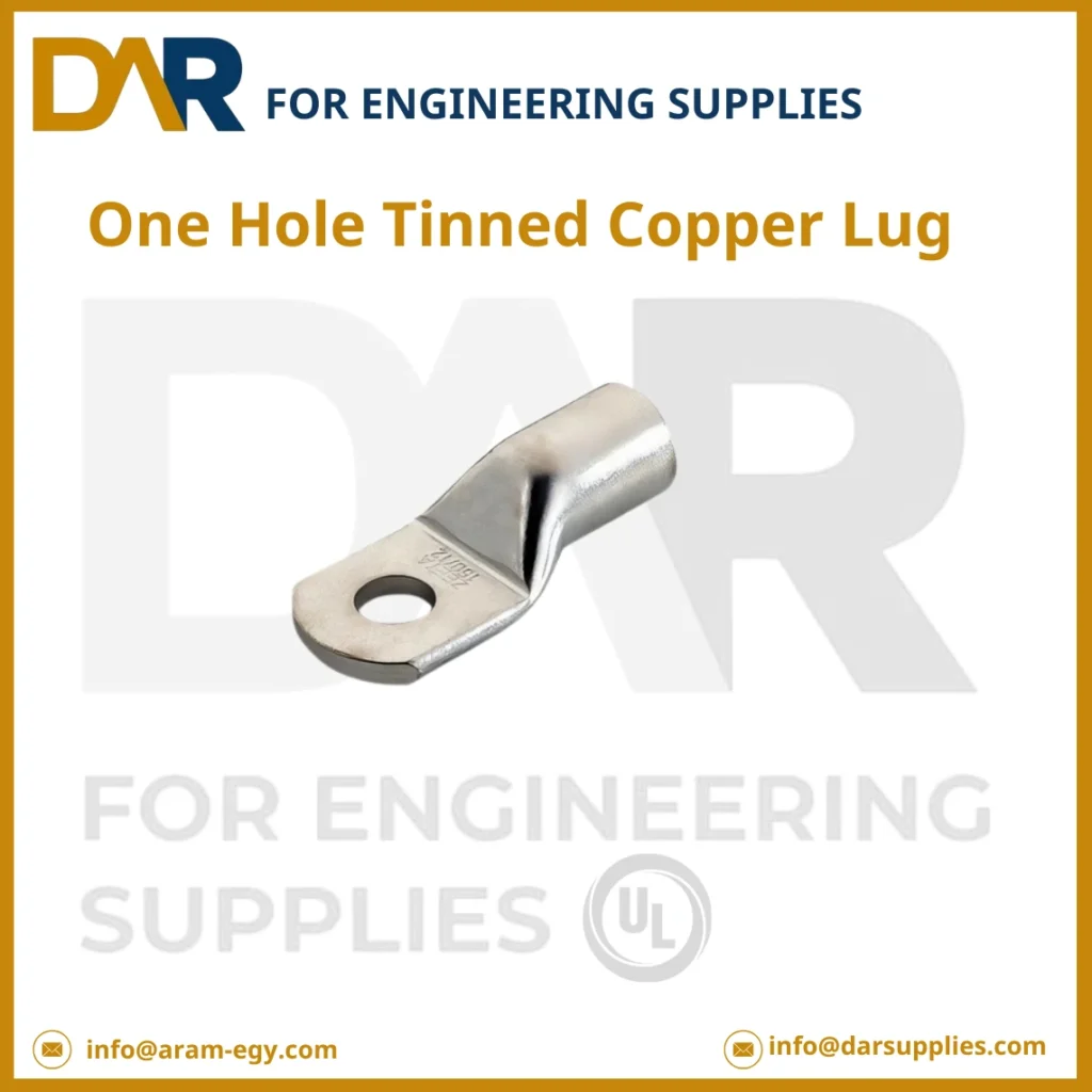 كابل طرفي نحاسي مطلي بالقصدير بفتحة واحدة (One Hole Tinned Copper Lug)